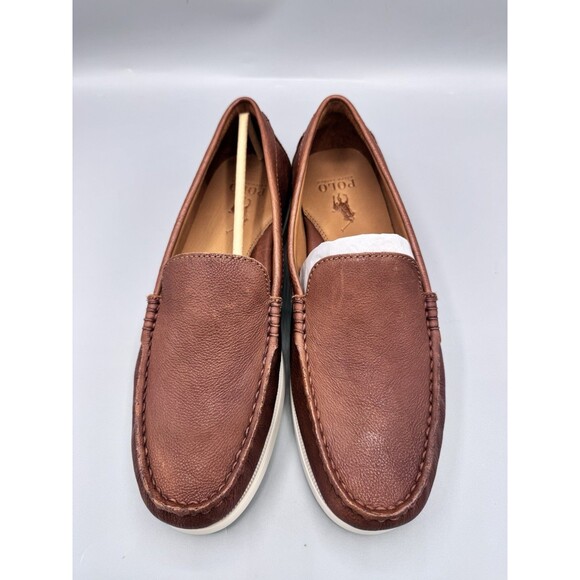 Polo Ralph Lauren Men\'s Merton Leather Venetian Loafers, Tan, Size 9 D main image 9